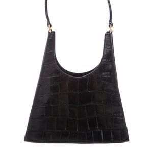 STAUD Black Croc Shoulder Bag